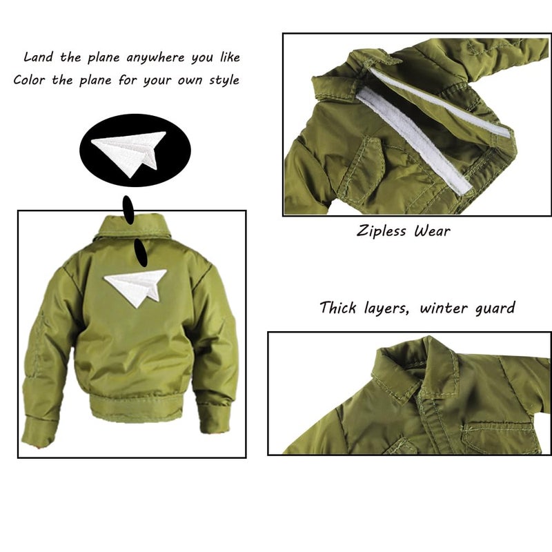 E-TING 15pcs Fashion Clothes Pack = 5pcs Casual Outfit + 5pcs Pants +5 Pairs Shoes for 12inches Boy Doll Random Style (Green Bomber Jacket + Daily Suit + Swimwear) - Image 2