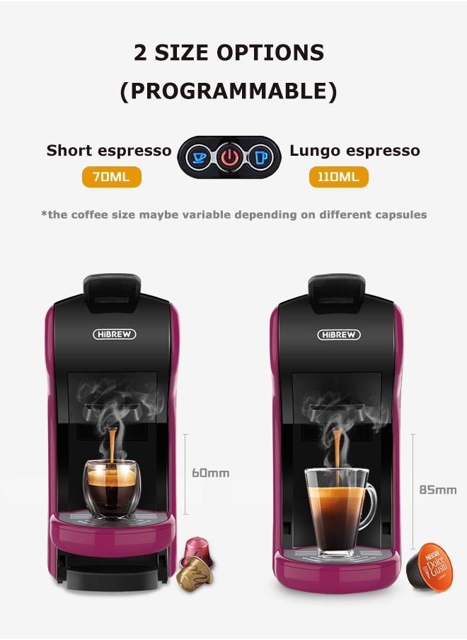 HiBREW HiBREW Coffee Machine  4in1 Multiple Hot/Cold Brew Capsule Espresso Maker For Nespresso Dolce Gusto Ground Coffee K cup H1A-Purple  - Image 5