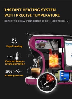 HiBREW HiBREW Coffee Machine  4in1 Multiple Hot/Cold Brew Capsule Espresso Maker For Nespresso Dolce Gusto Ground Coffee K cup H1A-Purple  - Image 3