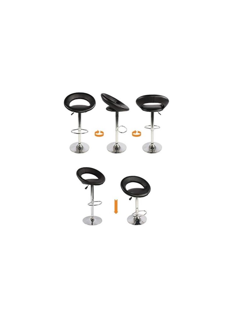 Ripple FURNITURE Set Of 2 Bar Stool Pu Leather Barstool Adjustable Swivel Bar Chair With Footrest For Kitchen,Bar Counter  - Image 2