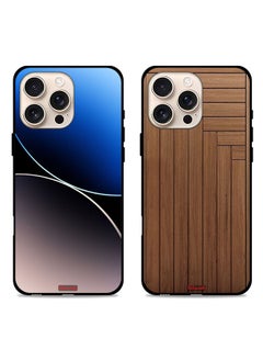 Two Cases For Apple iPhone 16 Pro Protective Covers Curve Lines and Door Pattern