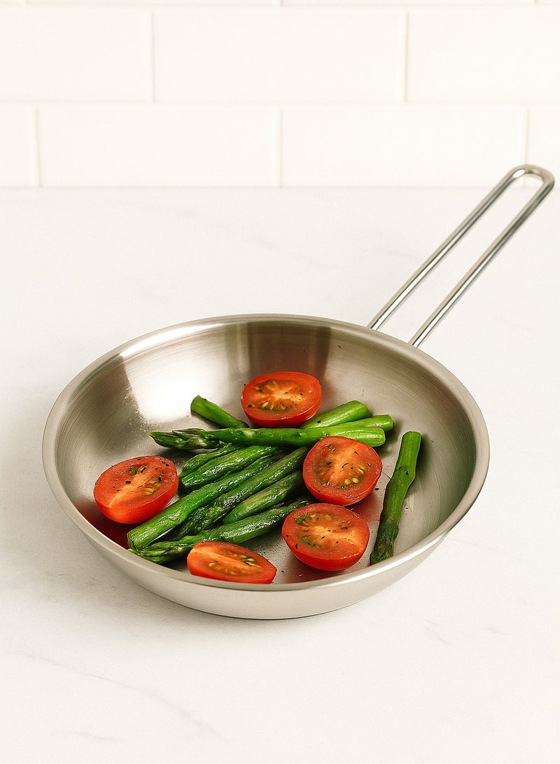 PROCILA 9-Piece Stainless Steel Alpha Cookware Set With Soup Ladle & Skimmer 5-Layers Induction Bottom; Sizes 20, 24, 24, 28CM Silver - Image 5