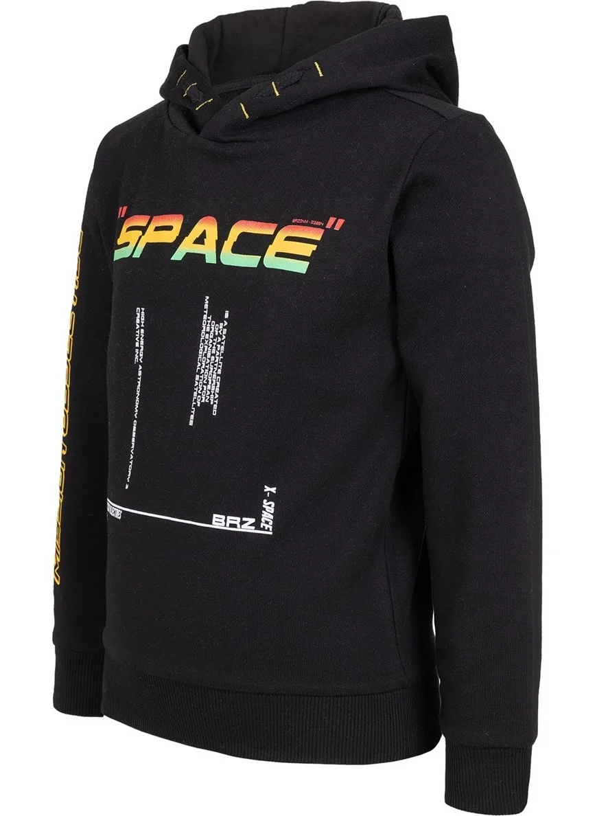 BRZ Collection Space Printed Boy's Hooded Sweatshirt
