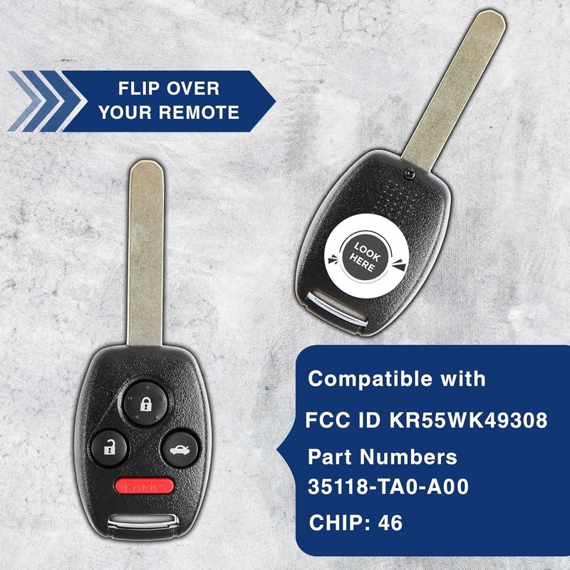 KeylessOption Keyless Entry Remote Control Uncut Car Ignition Key Fob Replacement for KR55WK49308 (Pack of 2) - Image 5