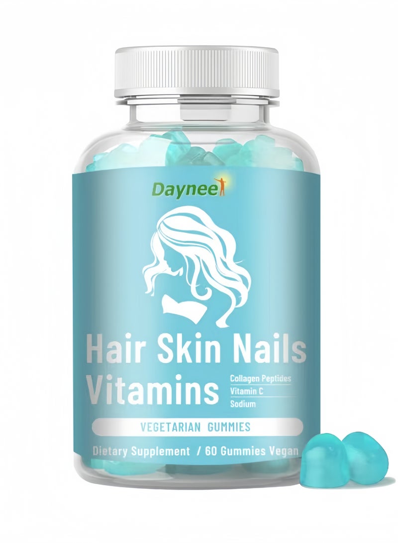 ديني فيتامينات الشعر: مكمل غذائي نباتي خالٍ من منتجات الحيوان على شكل حلوى مطاطية نباتية - Image 1