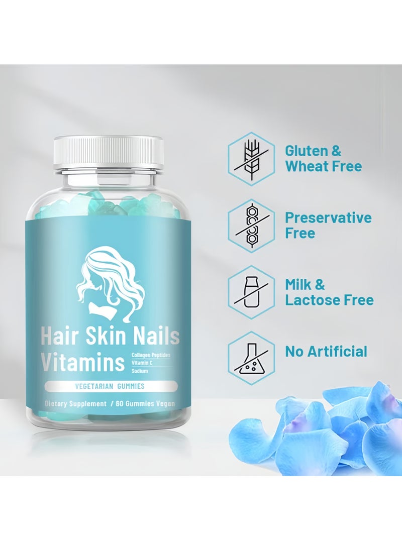 ديني فيتامينات الشعر: مكمل غذائي نباتي خالٍ من منتجات الحيوان على شكل حلوى مطاطية نباتية - Image 2