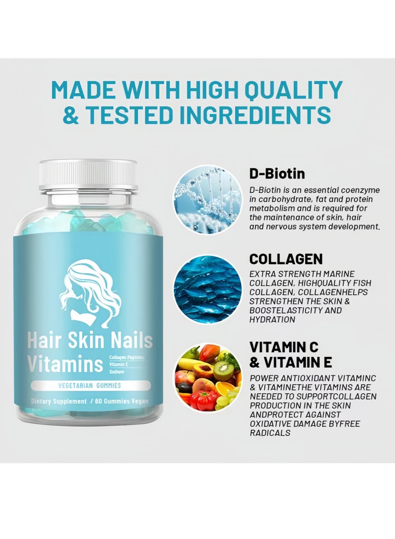 ديني فيتامينات الشعر: مكمل غذائي نباتي خالٍ من منتجات الحيوان على شكل حلوى مطاطية نباتية - Image 3