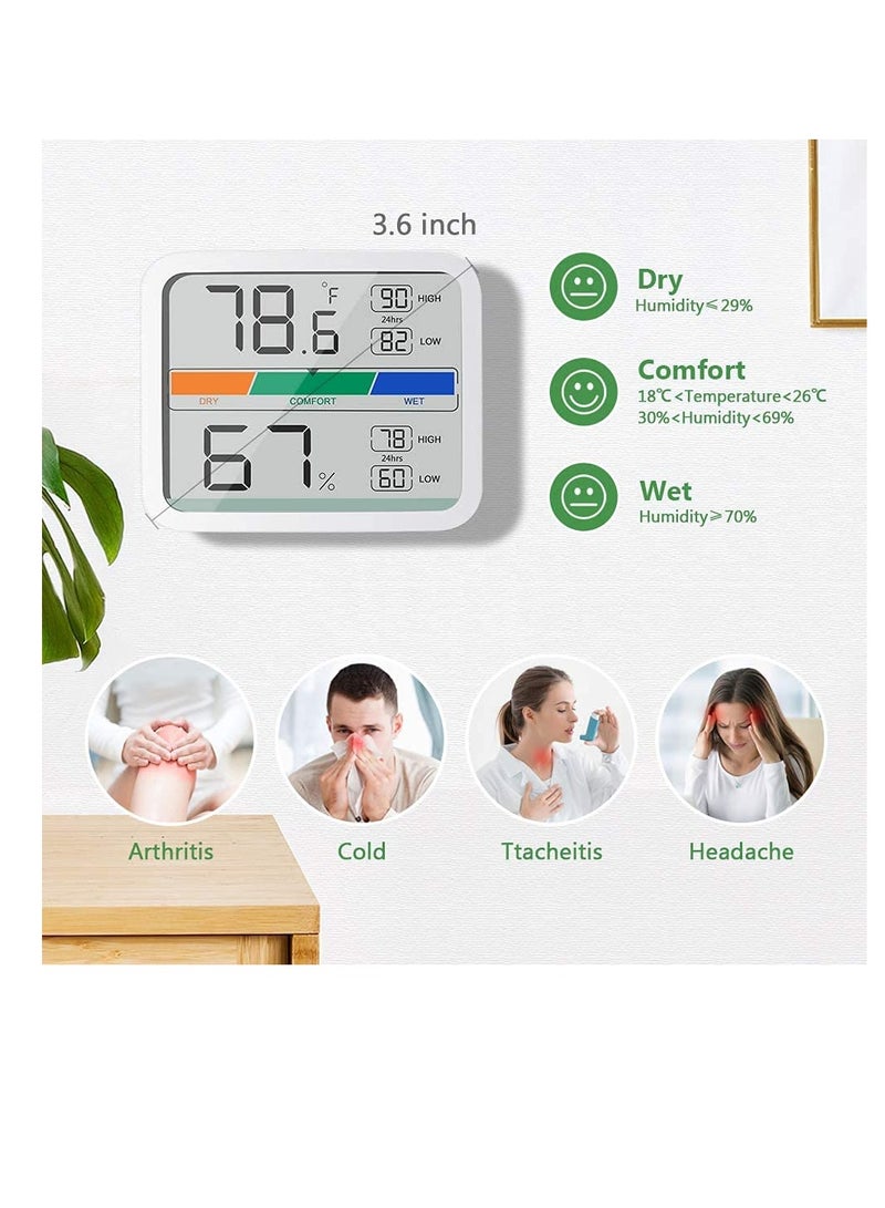 Hygrometer Indoor Thermometer, Room Humidity Gauge with Temperature, Digital Temperature and Humidity Monitor with Min and Max Records Indicator for Home Garage Greenhouse - Image 3