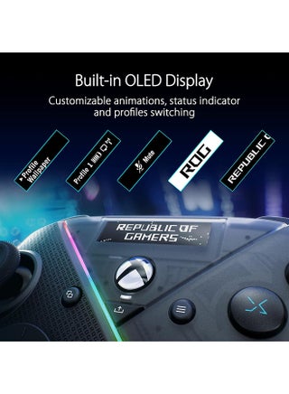 ROG Raikiri Pro Wireless Gaming Controller – Tri-Mode (USB-C/2.4GHz/Bluetooth), 1.3" OLED Screen, 4 Rear Buttons, Adjustable Triggers, ESS DAC, RGB, PC & Xbox Compatible, Black | 90GC00W0-BGP000 - view 2