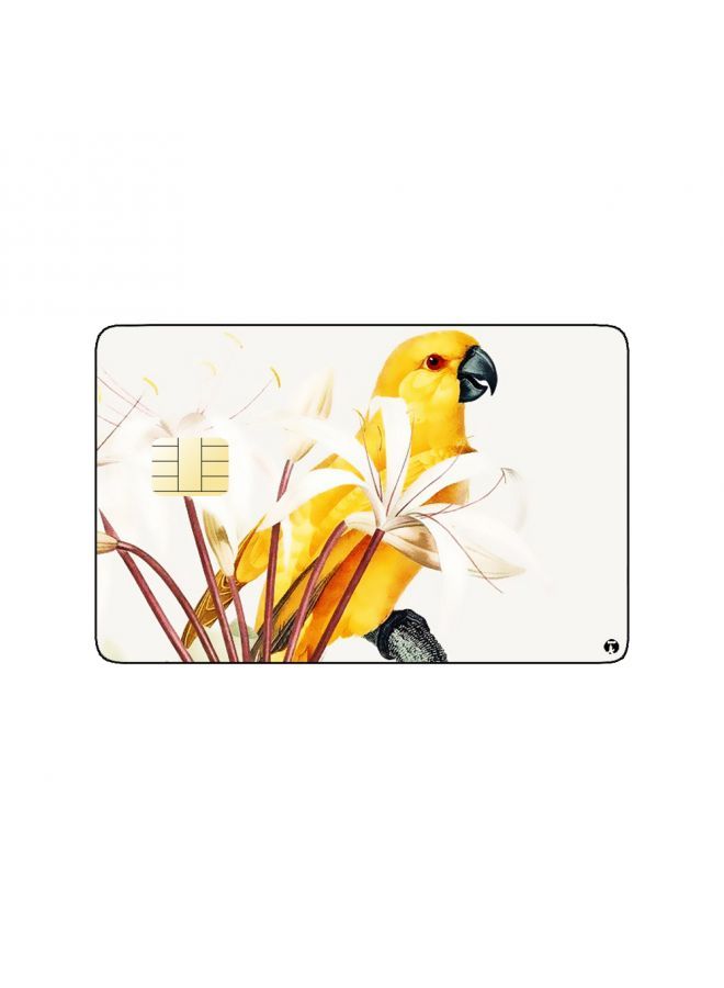 RKN PRINTED BANK CARD STICKER Beautiful Yellow Bird Drawing With Roses - Image 2