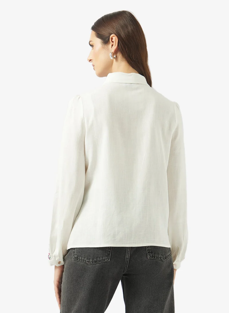 ELLA Button Down Shirt With Border Print