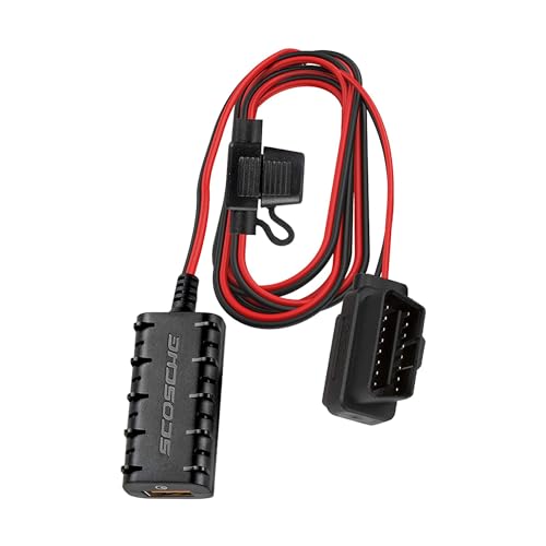 Scosche OBD2QC3-SP 12V Fused USB Quick Charge 3.0 to 5V Dash Cam Hardwire Kit - 5FT QC3 to ODBII Port Stealth Installation for Car Camera Charger Including Nexar Dashcam - High/Low Voltage Protection - Image 1