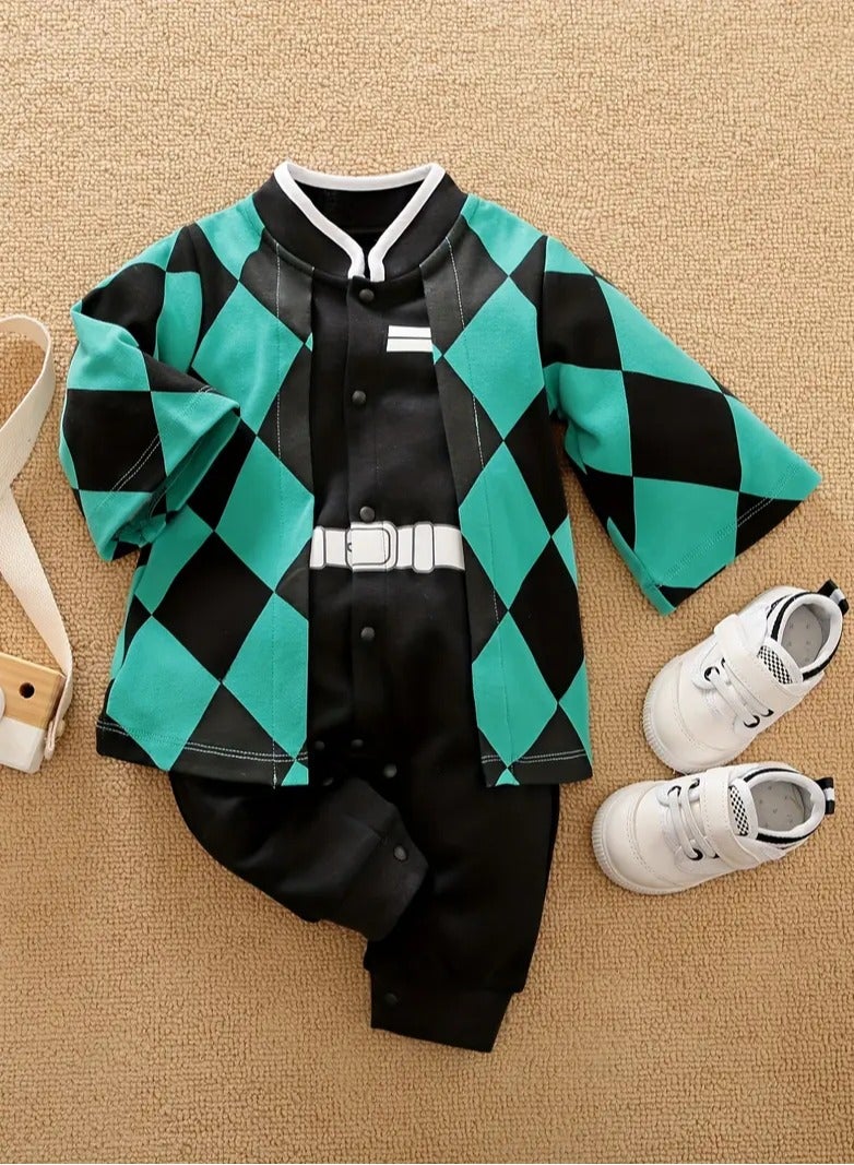 AROAQ Anime Cape Style Long Sleeve Cotton Bodysuit Cute Baby's Romper For Outdoor Wear - Image 1
