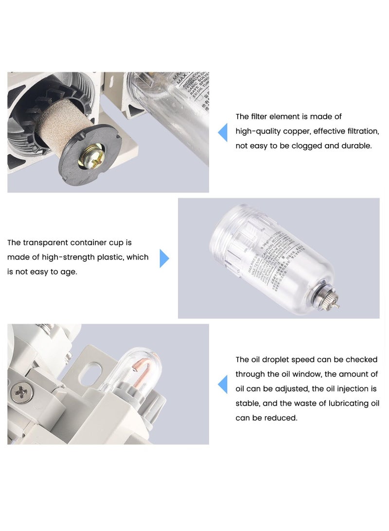 Zikra 1/4 Inch NPT Compressed Air Filter Air Pressure Regulator Water-oil Separator Trap Filter with Lubricator Cup - Image 5