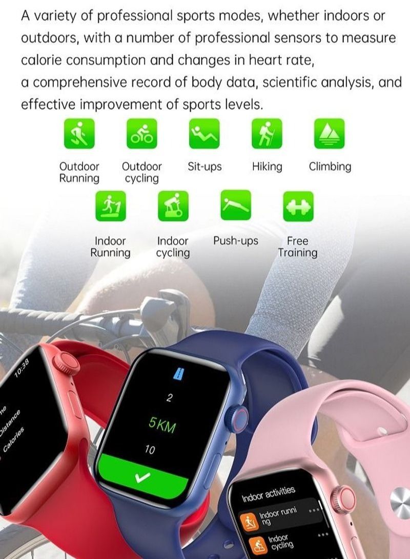 NIBEMINENT Smart Watch HW22 Pro Max Bluetooth Call ECG Blood Pressure Heart Rate Red - Image 5