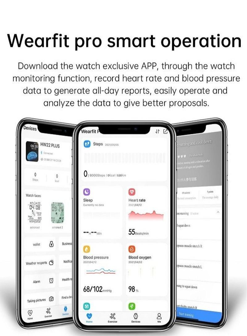 NIBEMINENT Smart Watch HW22 Pro Max Bluetooth Call ECG Blood Pressure Heart Rate Red - Image 3