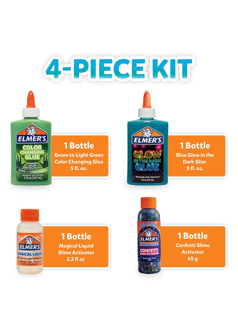 ELMER'S - Elmer’s Glue Slime Kit Dinosaur Night includes Color changing and Glow-in-the-Dark Glues, Magical Liquid, and Confetti Slime Activators - Image 1