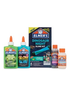 Elmer’s Glue Slime Kit Dinosaur Night includes Color changing and Glow-in-the-Dark Glues, Magical Liquid, and Confetti Slime Activators