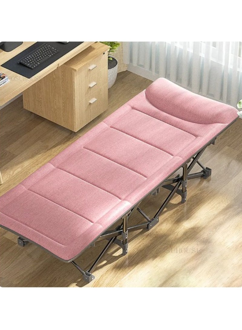 Huitich Folding Camping Cots: Your Comfortable Pink Bed Solution for Outdoor Use - Image 1