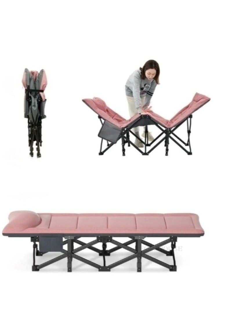 Huitich Folding Camping Cots: Your Comfortable Pink Bed Solution for Outdoor Use - Image 2