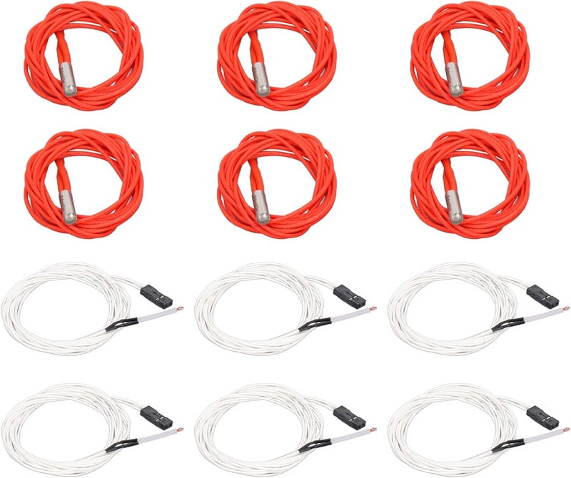 Keenso Durable 3D Printer Hot End Accessories 6Pcs Heating Rods for Ender 3, Convenient Pre Wired Insulated Wire for Smooth Installation - Image 1