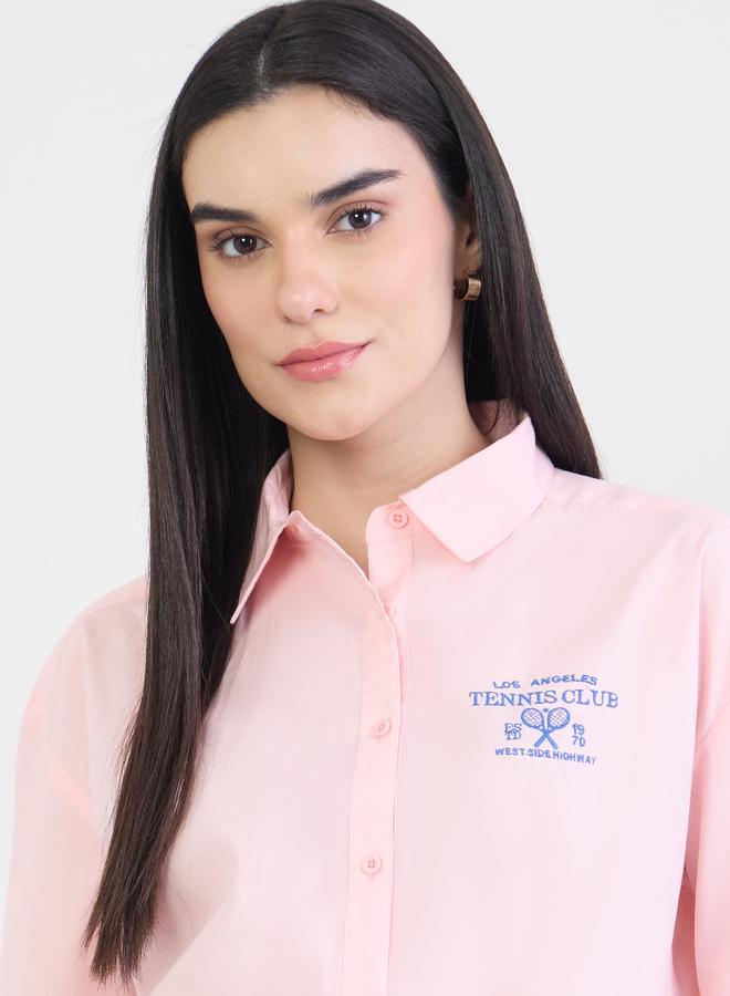 Styli Pink Tennis Club Long Sleeve Oversized Shirt - Image 4