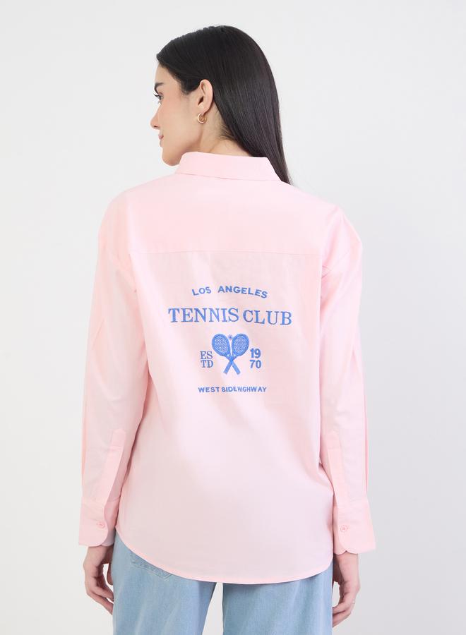 Styli Pink Tennis Club Long Sleeve Oversized Shirt - Image 5