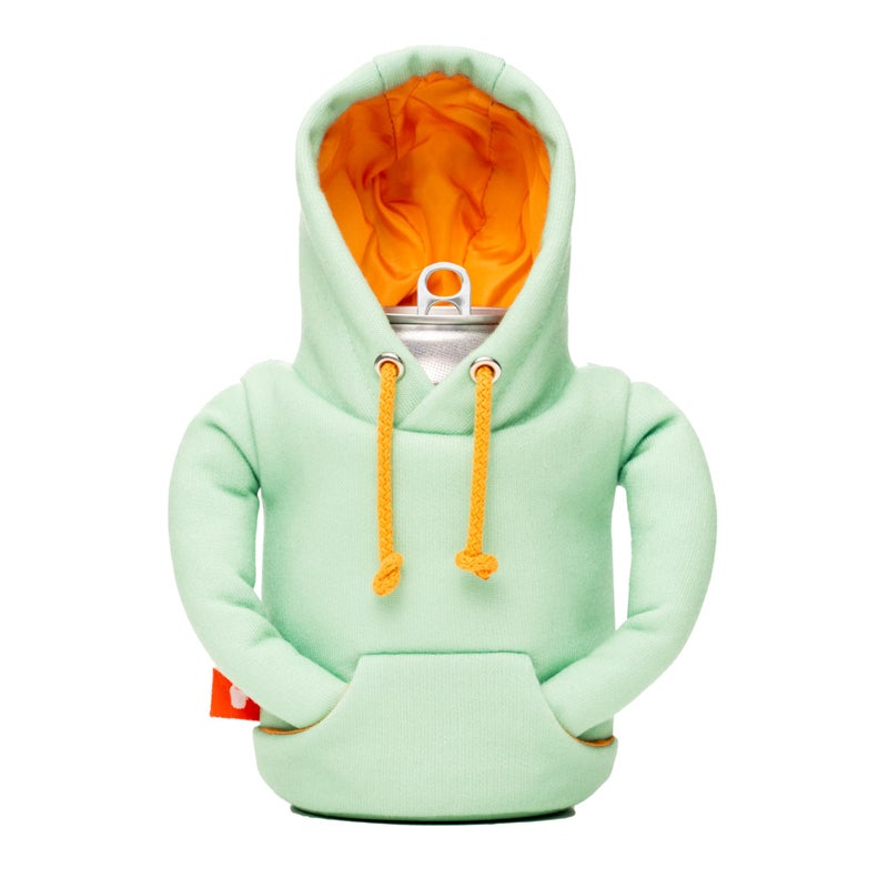 PUFFIN Puffin - The Hoodie Beverage Jacket - 12 oz Insulated Can Cooler - Beer Bottle & Soda Can Insulator  Keep Drinks and Beverages Cold  Seafoam/Apricot - Image 1