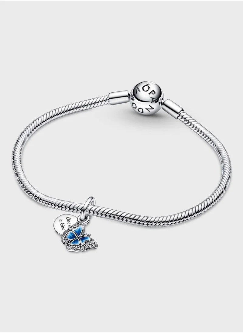 PANDORA Blue Butterfly & Quote Double Dangle Charm