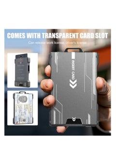 joyzzz Wallet For Men Slim Aluminum Metal Money Clip with Transparent Work RFID Metal Wallet Work ID Card Holder Business Card Holder with Clear Window ID Badge Clip Cash Card Slim Minimalist Wallet  - Image 2