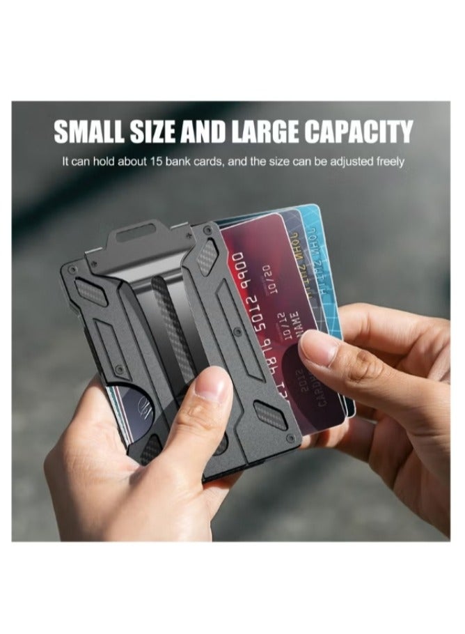 joyzzz Wallet For Men Slim Aluminum Metal Money Clip with Transparent Work RFID Metal Wallet Work ID Card Holder Business Card Holder with Clear Window ID Badge Clip Cash Card Slim Minimalist Wallet - Image 3