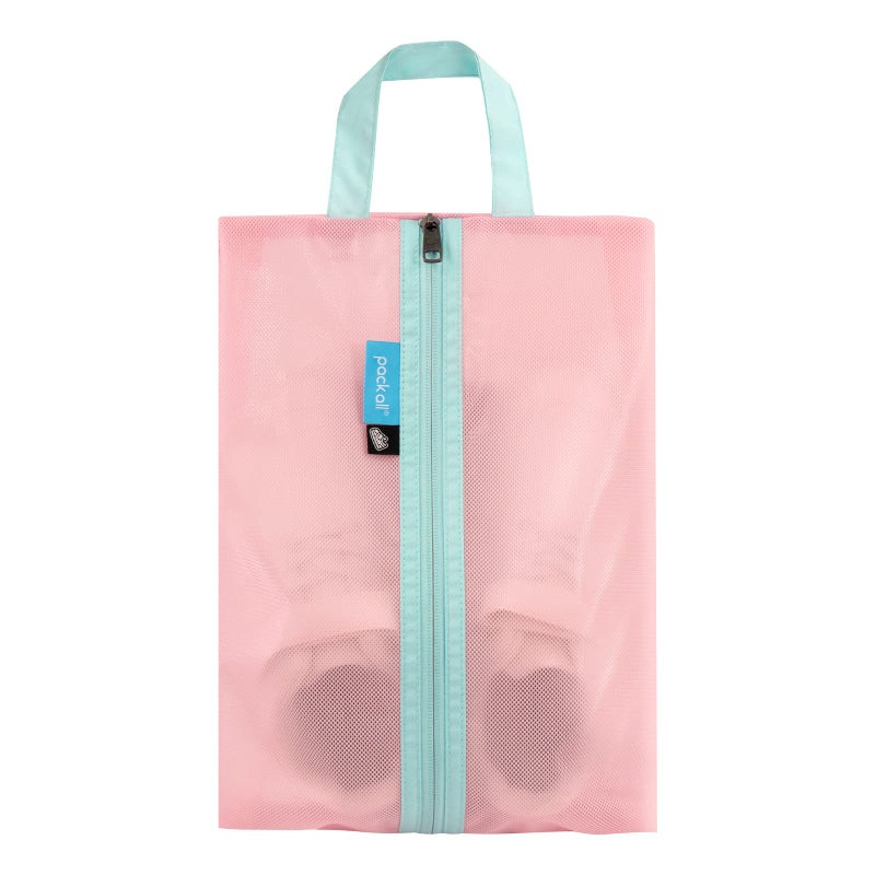 pack all Water Resistant Kids Shoe Bag for Travel, Storage Organizer Shoe Pouch with Zipper, Cute for Girls, Boys,Toddlers, Pink, 13.98"*8.46"*2.4", Kids Shoe Bag - Image 1