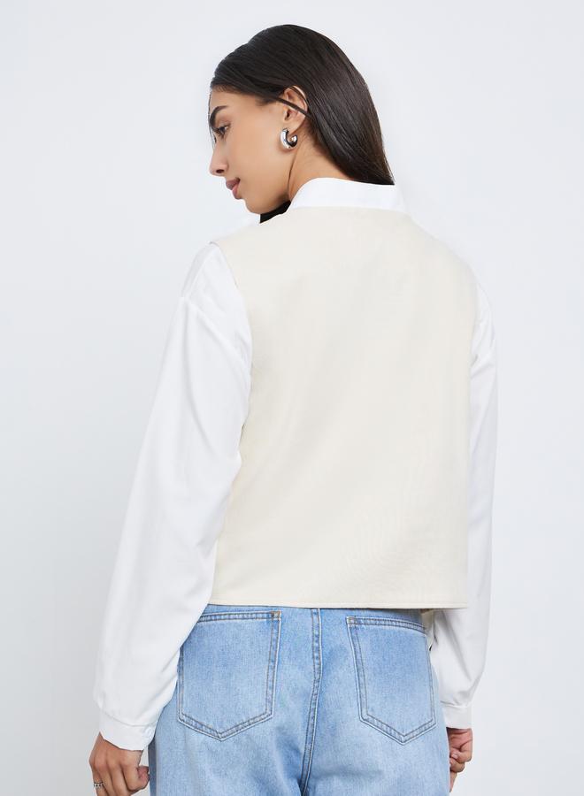 Styli Cream Suede Look Fringe Vest - Image 5