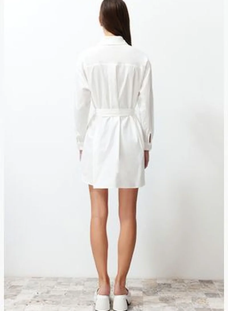 trendyol Belted Poplin Shirt Dress