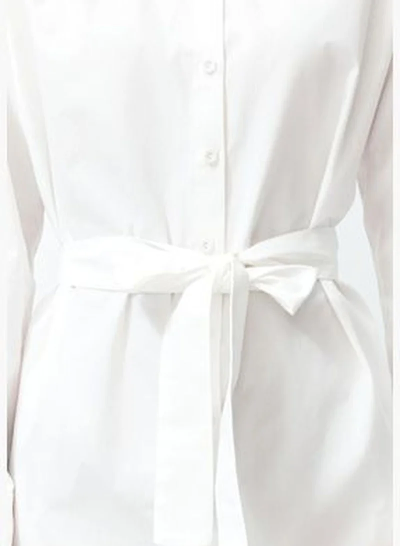 trendyol Belted Poplin Shirt Dress