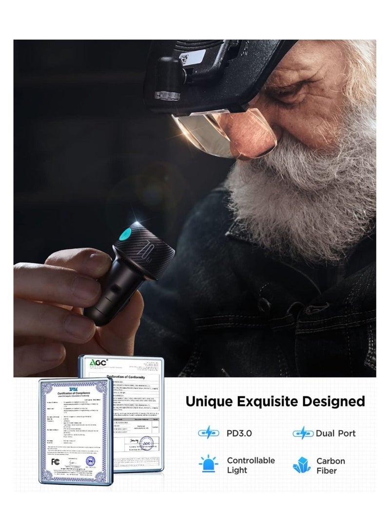 Captaintech USB C Car Charger, 60W 2-Port Super Fast Car Charger Adapter, PD 30W & QC 30W & PPS 25W Fast Car Charger for iPhone 14/13/12, for iPad Pro, for Samsung Galaxy S22/21/Pixel 7/Moto/LG,7 Color Modes - Image 1