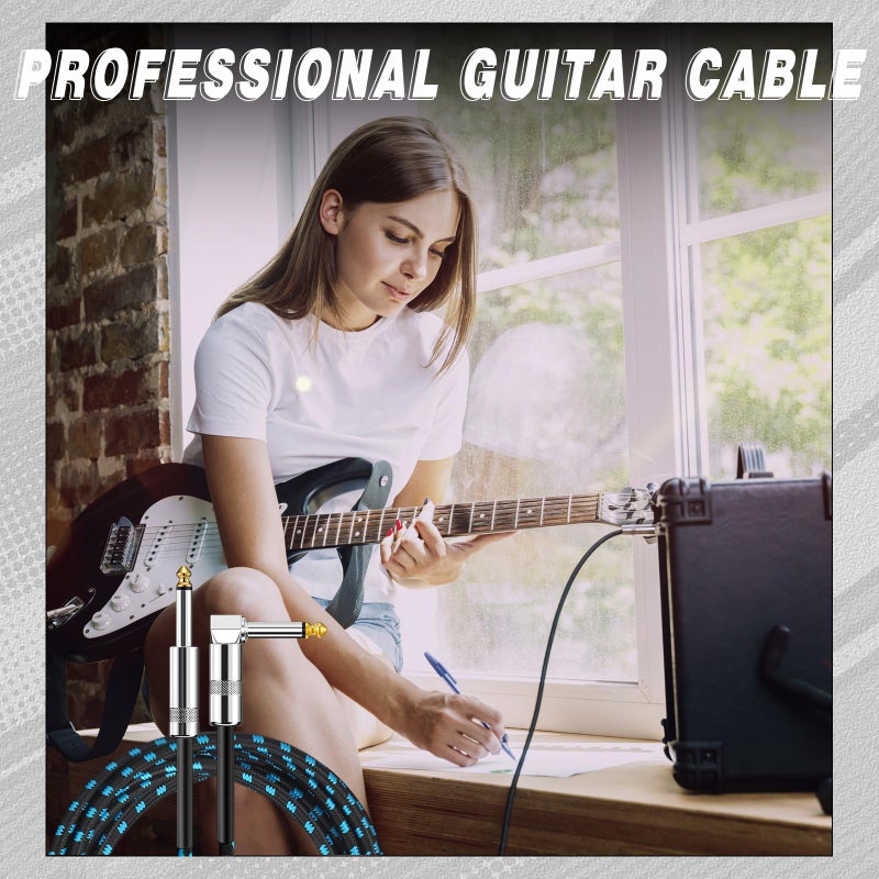 Rigibright 8 Pack 10FT Instrument Cable - Guitar, Bass, Keyboard, Microphone & Mixer Amp Cord (Multicolored, 10 Feet) - Image 5