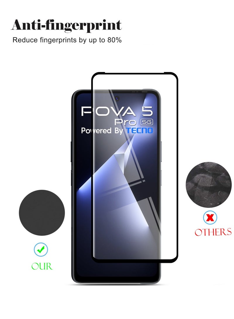 Techie Full Cover 10H Hardness HD Tempered Glass Screen Protector for Tecno Pova 5 Pro - Anti-Scratch, Anti-Fingerprint, and Bubbles Free Technology - Image 2