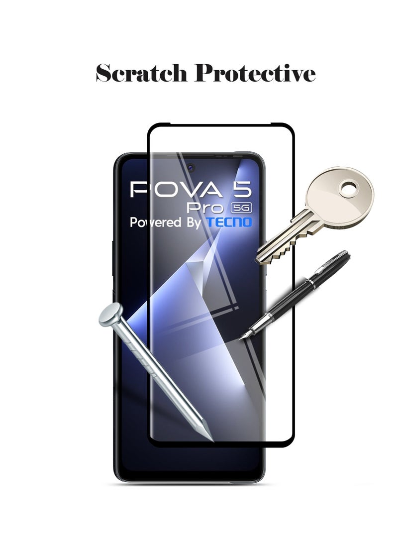 Techie Full Cover 10H Hardness HD Tempered Glass Screen Protector for Tecno Pova 5 Pro - Anti-Scratch, Anti-Fingerprint, and Bubbles Free Technology - Image 5