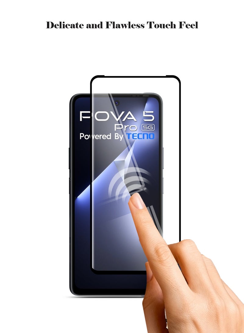 Techie Full Cover 10H Hardness HD Tempered Glass Screen Protector for Tecno Pova 5 Pro - Anti-Scratch, Anti-Fingerprint, and Bubbles Free Technology - Image 4