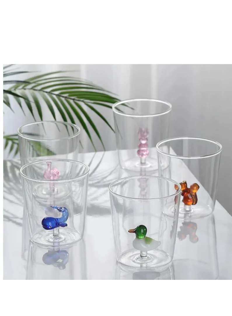 1Chase Borosilicate Three Dimentional Animal Design Glass Cups 300 ML (Blue Whale)