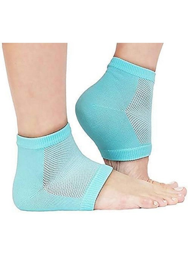 Click2shop Silicone Gel Heel Socks for Cracked Heels - Moisturizing Foot Care Cushion with Spa Botanical Gel Pad - Unisex Free Size, Blue Botanical Jojoba Lavender - Image 1