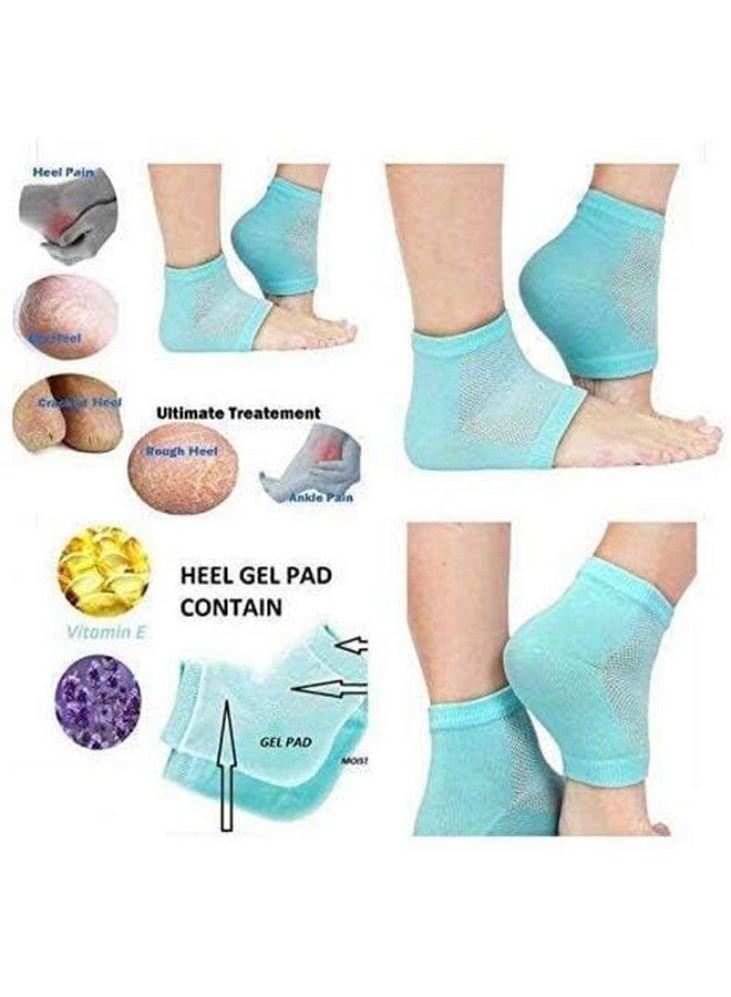 Click2shop Silicone Gel Heel Socks for Cracked Heels - Moisturizing Foot Care Cushion with Spa Botanical Gel Pad - Unisex Free Size, Blue Botanical Jojoba Lavender - Image 4