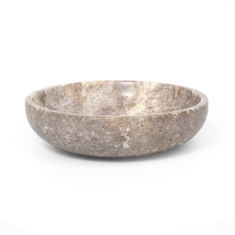 Shelf & Nook Travertine Decorative Bowls for Home Decor. Key Bowl for Entryway Table in a Choice of 5 Colors (Silver-Gray, Small) - Image 1
