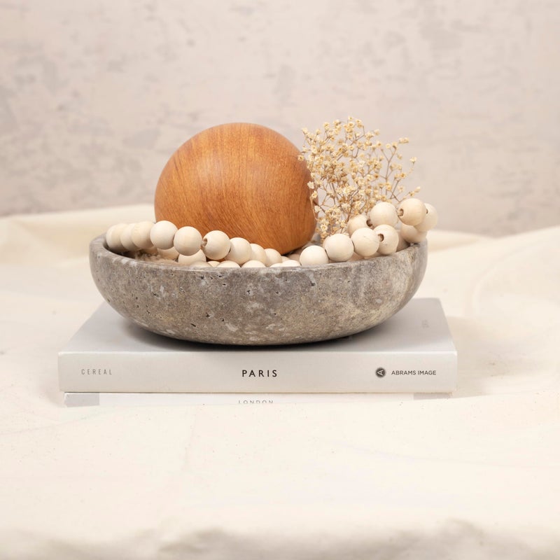 Shelf & Nook Travertine Decorative Bowls for Home Decor. Key Bowl for Entryway Table in a Choice of 5 Colors (Silver-Gray, Small) - Image 5