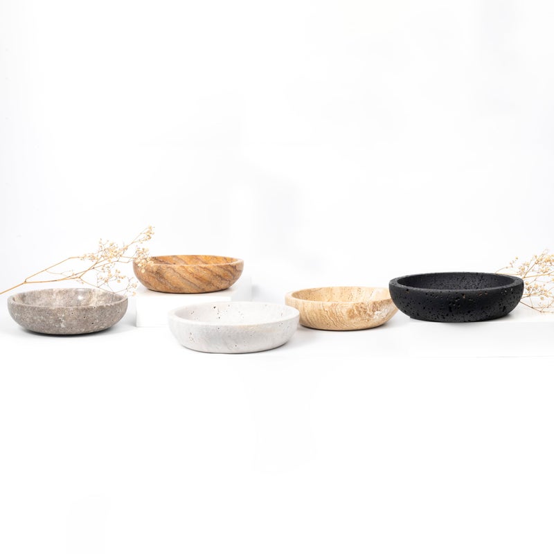 Shelf & Nook Travertine Decorative Bowls for Home Decor. Key Bowl for Entryway Table in a Choice of 5 Colors (Silver-Gray, Small) - Image 3