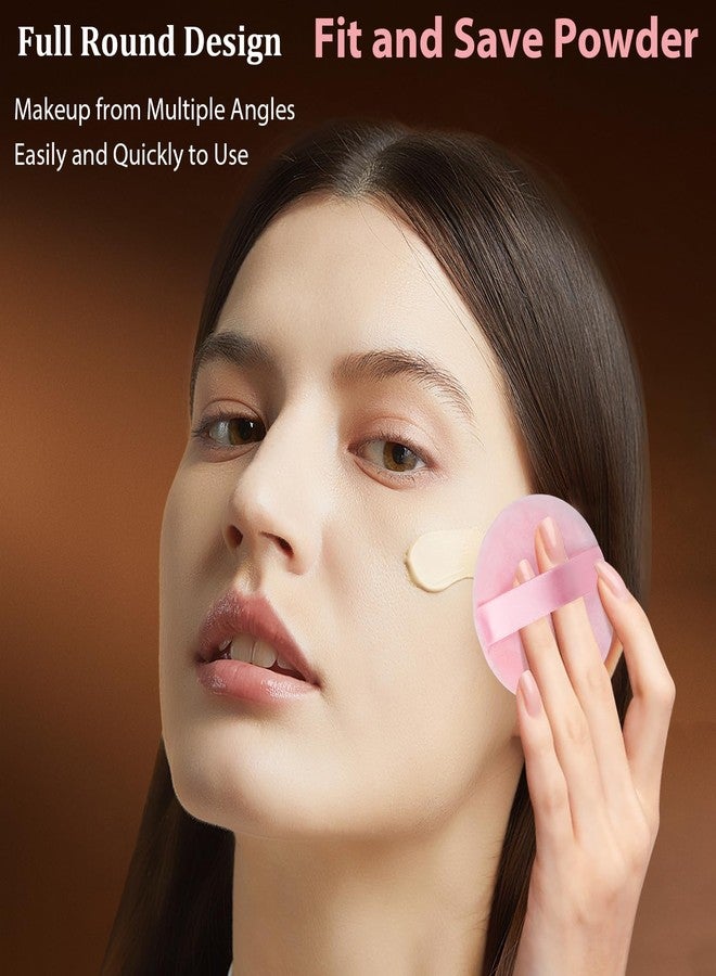 JOLY Round Powder Puff for Face Makeup Sponge Beauty Blender Velour Puffs Stocking Stuffers for Women to Make Up Loose Powder and Foundation (4Pcs_Pink) - Image 4