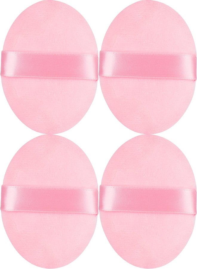 JOLY Round Powder Puff for Face Makeup Sponge Beauty Blender Velour Puffs Stocking Stuffers for Women to Make Up Loose Powder and Foundation (4Pcs_Pink) - Image 1