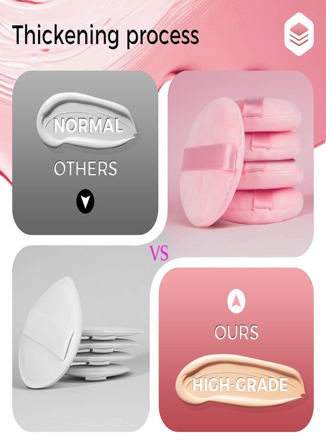 JOLY Round Powder Puff for Face Makeup Sponge Beauty Blender Velour Puffs Stocking Stuffers for Women to Make Up Loose Powder and Foundation (4Pcs_Pink) - Image 5