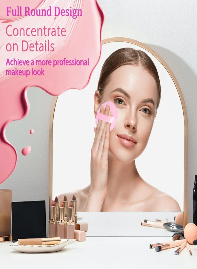 JOLY Round Powder Puff for Face Makeup Sponge Beauty Blender Velour Puffs Stocking Stuffers for Women to Make Up Loose Powder and Foundation (4Pcs_Pink) - Image 2